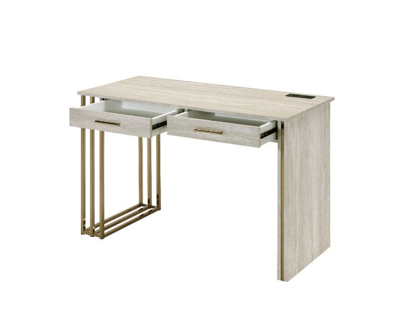 Tyeid - Desk - Antique White & Gold Finish - Grand Furniture GA