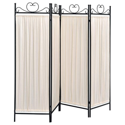 Dove - 4-Panel Folding Screen - Beige and Black.