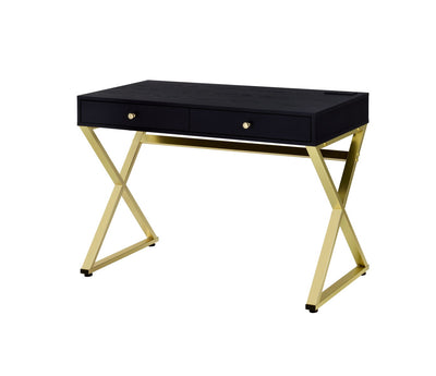 Coleen - Vanity Desk - Black & Brass Finish - 31" - Grand Furniture GA