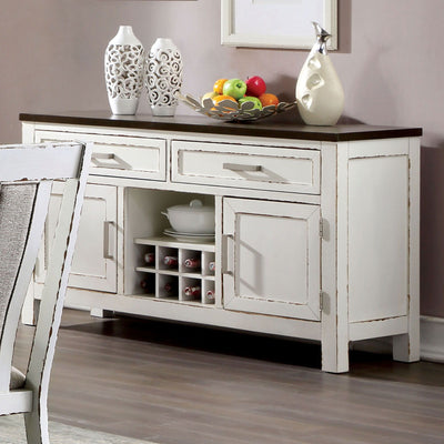 Halsey - Server - Weathered White / Dark Walnut - Grand Furniture GA