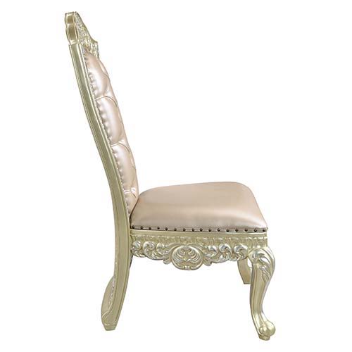 Vatican - Side Chair (Set of 2) - PU & Champagne Silver Finish - Grand Furniture GA