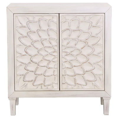 Clarkia - Accent Cabinet With Floral Carved Door - White - Grand Furniture GA