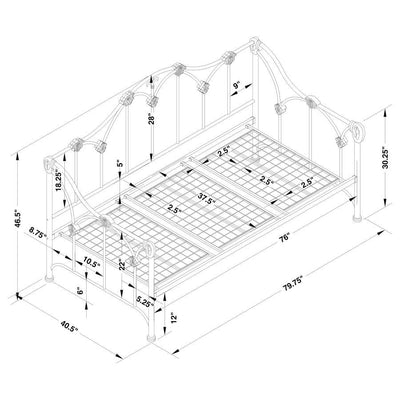 Halladay - Twin Metal Daybed With Floral Frame - White - Daybeds - Grand Furniture GA