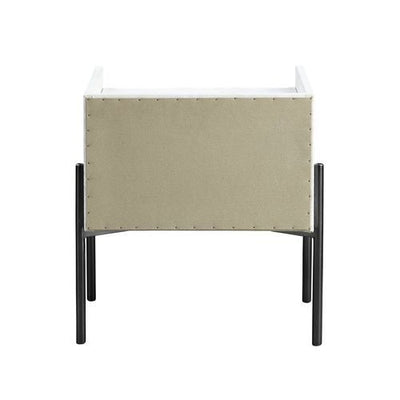 Metis - Nightstand - Vintage White Top Grain Leather