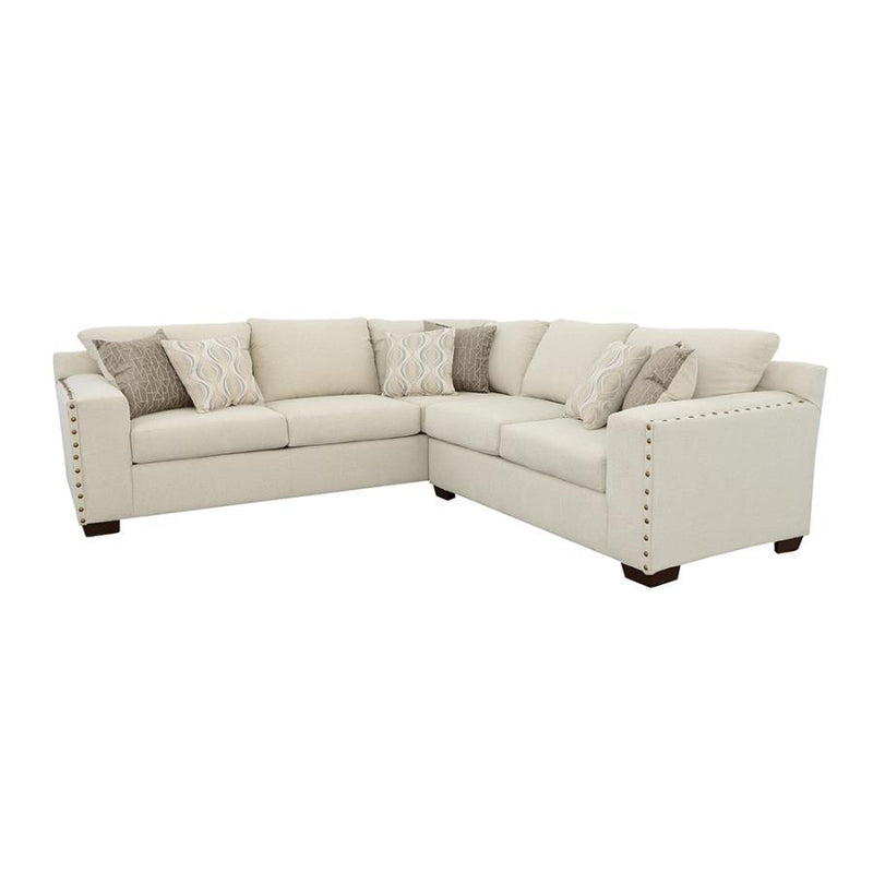 Aria - L-Shaped Sectional With Nailhead - Oatmeal.