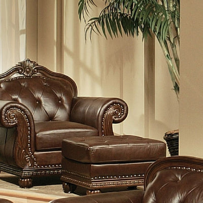 Anondale - Ottoman - Espresso Top Grain Leather Match - Grand Furniture GA