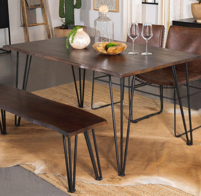 Topeka - Live-Edge Dining Table - Mango Cocoa and Gunmetal.