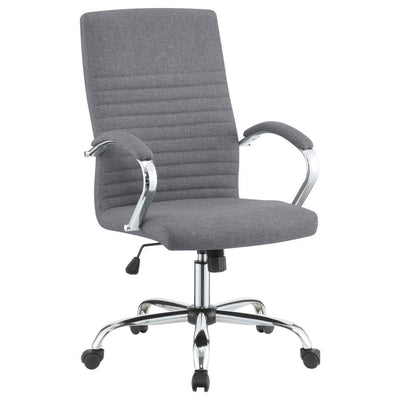 Abisko - Upholstered Office Chair With Casters - Grey and Chrome.