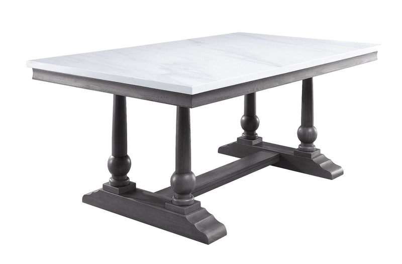 Yabeina - Dining Table - Marble Top & Gray Oak Finish - Grand Furniture GA