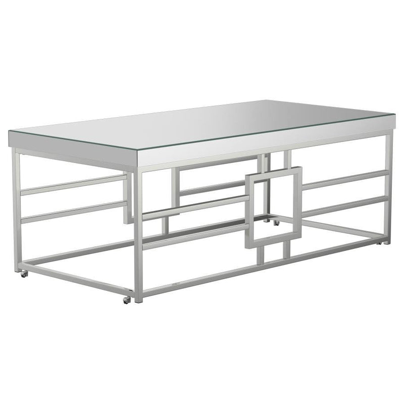 Dafina - Geometric Frame Rectangular Coffee Table - Chrome.