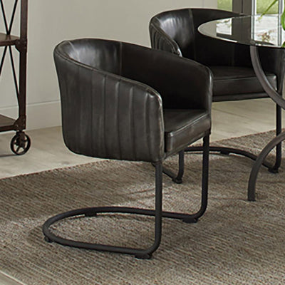 Banner - Upholstered Dining Chair - Anthracite and Matte Black.