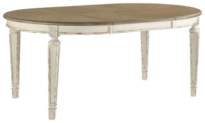 Realyn - Chipped White - Oval Dining Room Ext Table.