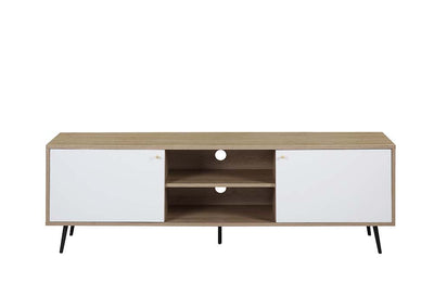 Wafiya - TV Stand - Rustic Oak, White & Black Finish - Grand Furniture GA