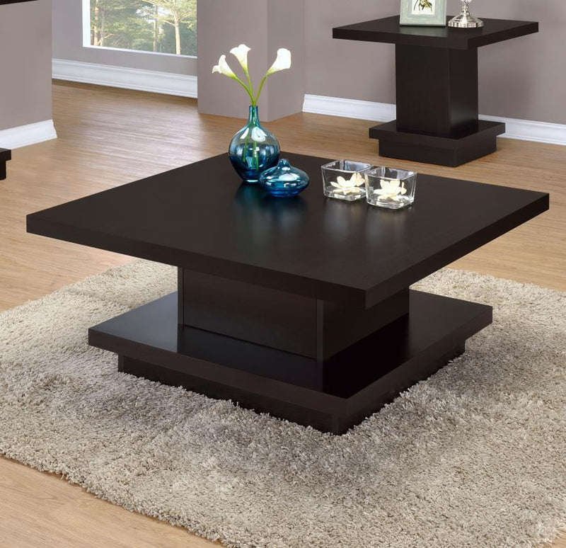 Reston - Pedestal Square Coffee Table - Cappuccino.