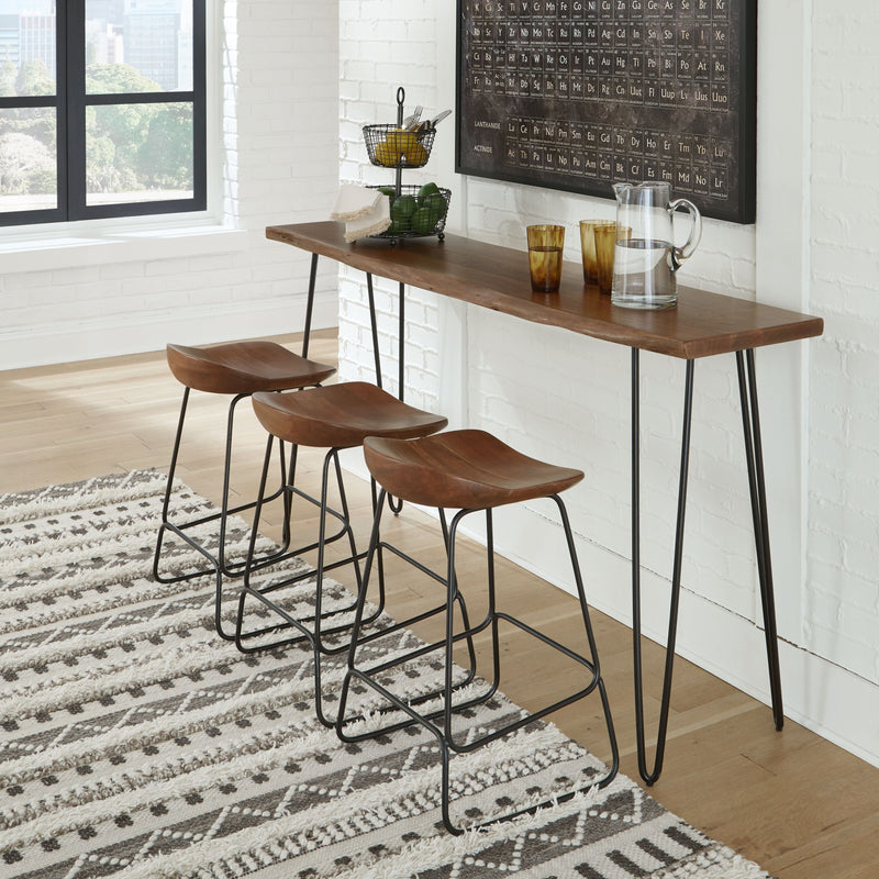 Wilinruck - Dark Brown - 4 Pc. - Long Counter Table, 3 Stools.