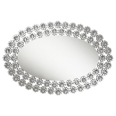 Colleen - Oval Wall Mirror With Faux Crystal Blossoms.