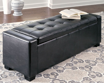 Benches - Black - Upholstered Storage Bench - Faux Leather.