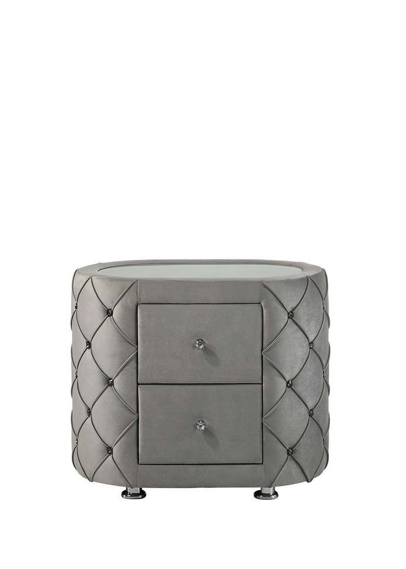 Perine - Nightstand - Gray Velvet