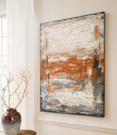 Carmely - Gray / White/orange - Wall Art.