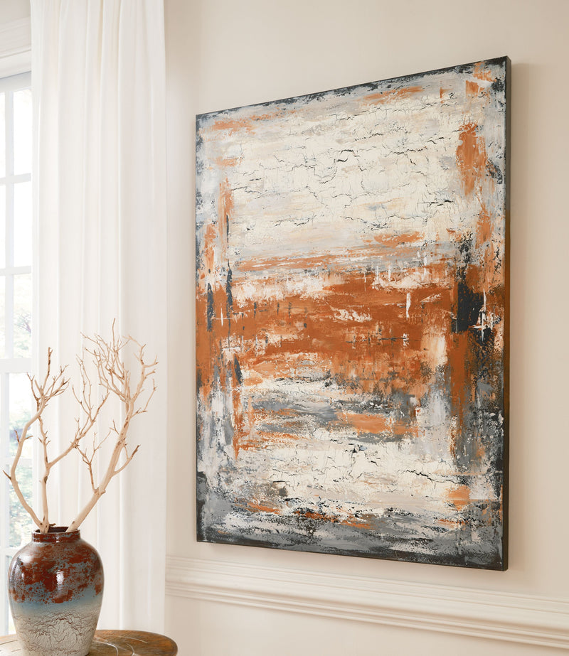 Carmely - Gray / White/orange - Wall Art.