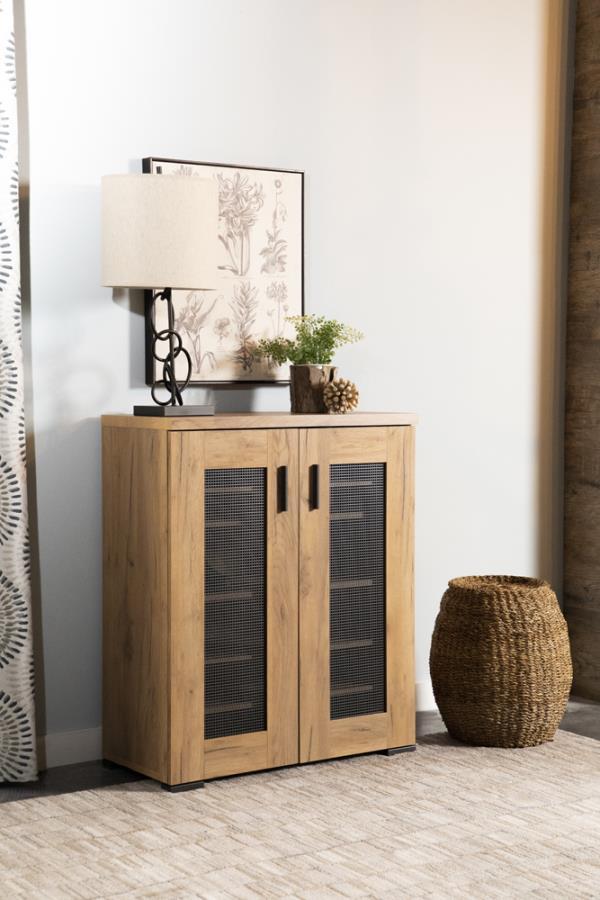 Bristol - Metal Mesh Door Accent Cabinet - Golden Oak - Grand Furniture GA