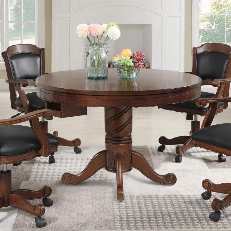 Turk - 3-In-1 Round Pedestal Game Table - Tobacco.