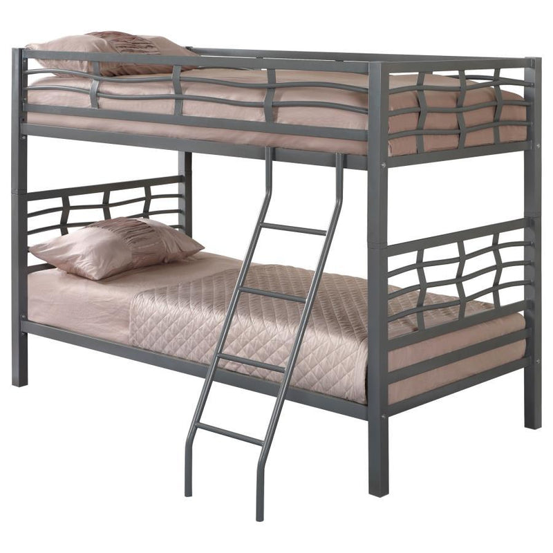 Fairfax - Twin Over Twin Bunk Bed With Ladder - Light Gunmetal - Bunk Beds - Grand Furniture GA