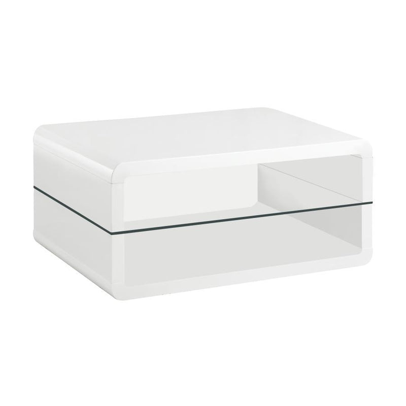 Elana - Rectangle 2-Shelf - Coffee Table - Glossy White.