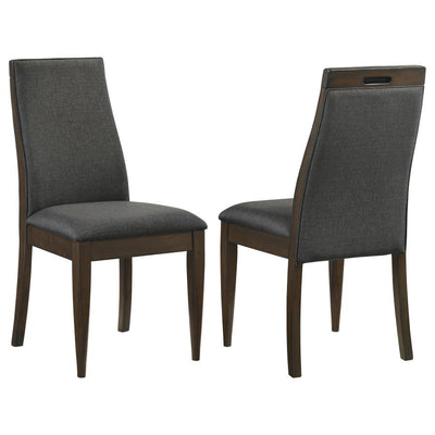 Wes - Upholstered Side Chair (Set of 2) - Grey and Dark Walnut.