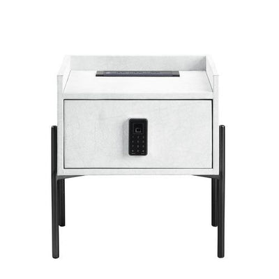 Metis - Nightstand - Vintage White Top Grain Leather