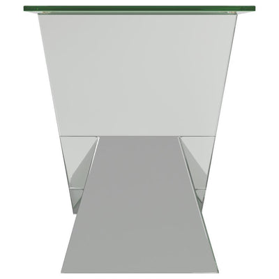 Taffeta - V-Shaped End Table With Glass Top - Silver.