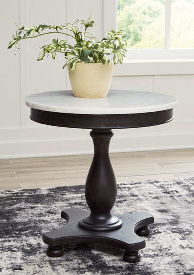 Henridge - Black / White - Accent Table With Pedestal Base.