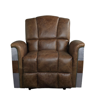 Brancaster - Recliner - Retro Brown Top Grain Leather & Aluminum - Grand Furniture GA