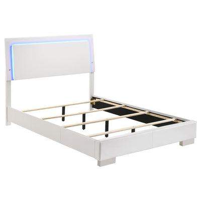 Felicity - High Headboard Panel Bed with LED Lighting.