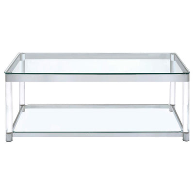 Anne - Coffee Table With Lower Shelf - Chrome And Clear - Coffee Tables - Grand Furniture GA