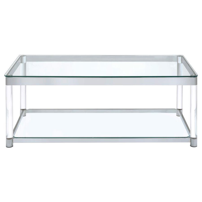 Anne - Coffee Table With Lower Shelf - Chrome And Clear - Coffee Tables - Grand Furniture GA