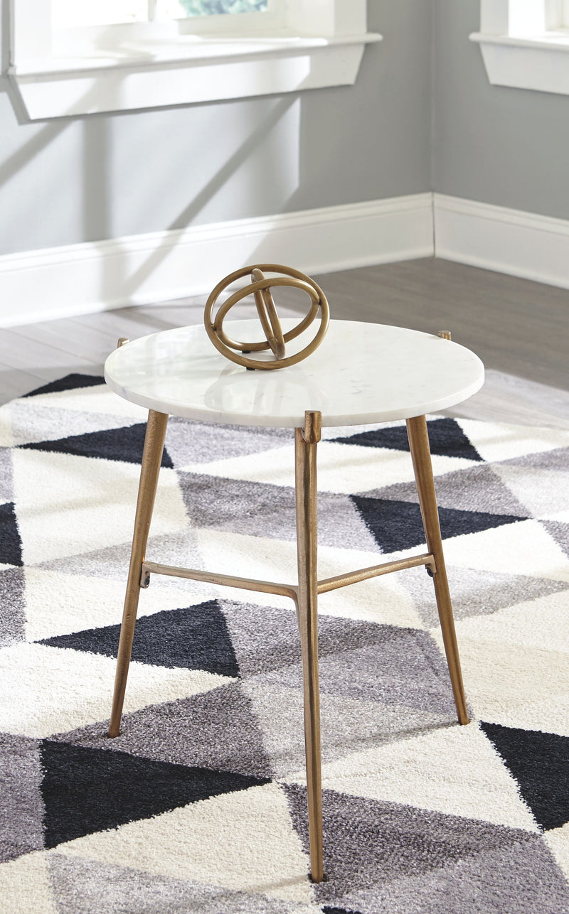 Chadton - White / Gold Finish - Accent Table.