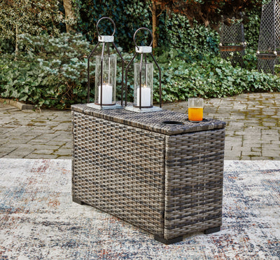 Harbor Court - Gray - Console With Drink Holders.