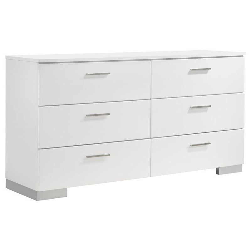 Felicity - 6-Drawer Dresser - Glossy White.