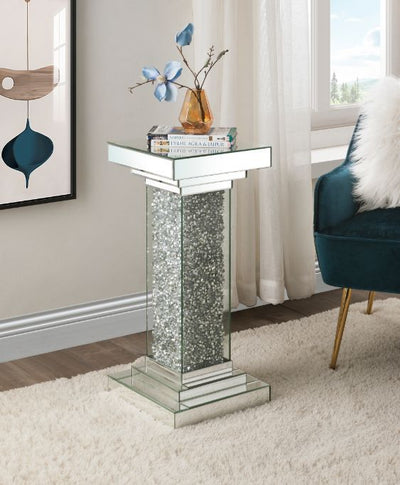 Rekha - Pedestal - Mirrored & Faux Diamonds - Grand Furniture GA