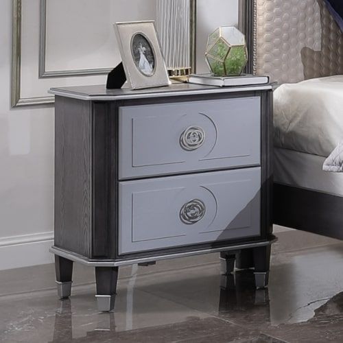 House - Beatrice Nightstand - Charcoal & Light Gray Finish - Grand Furniture GA