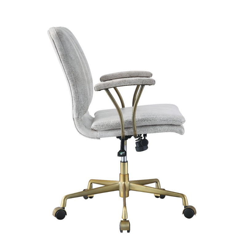 Damir - Office Chair - Vintage White Top Grain Leather & Chrome - Grand Furniture GA