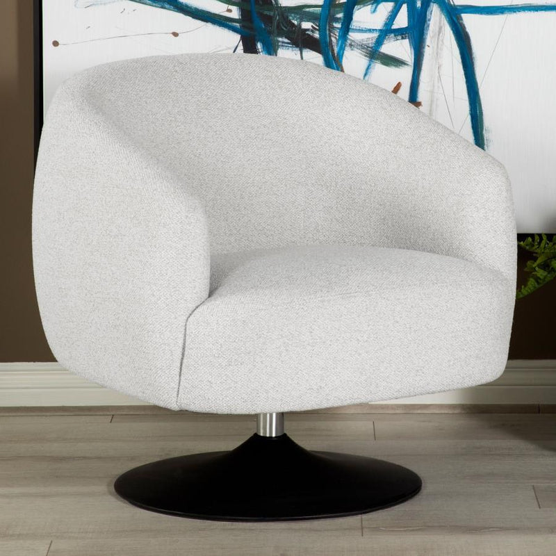 Dave - Upholstered Swivel Accent Chair - Beige and Matte Black.