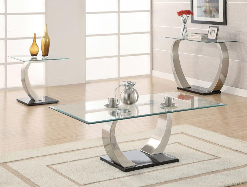 Pruitt - Glass Top End Table - Clear and Satin.