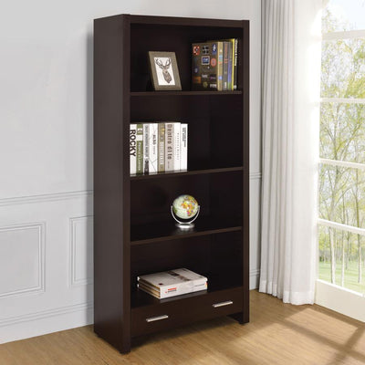 Skylar - 5-Shelf Bookcase With Storage Drawer - Cappuccino.