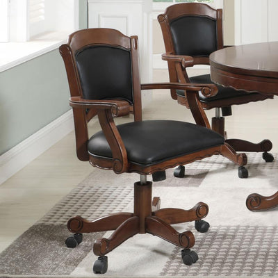 Turk - Game Chair With Casters - Black and Tobacco.