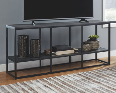 Yarlow - Black - Extra Large TV Stand - Open Shelves.