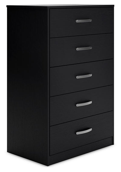 Finch - Black - Five Drawer Chest - 46" Height.