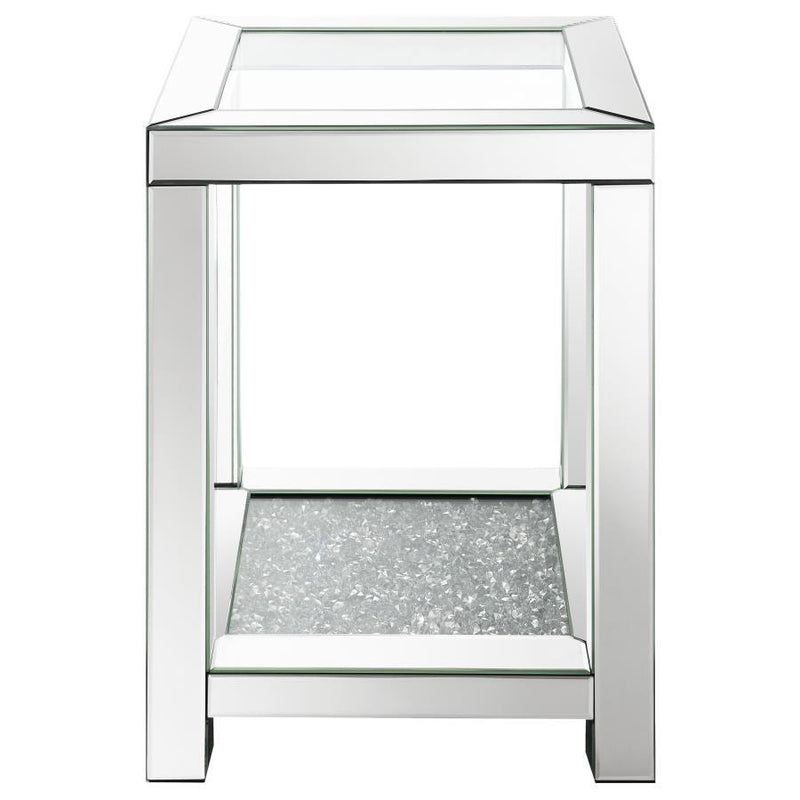 Valentina - Square End Table With Glass Top Mirror.