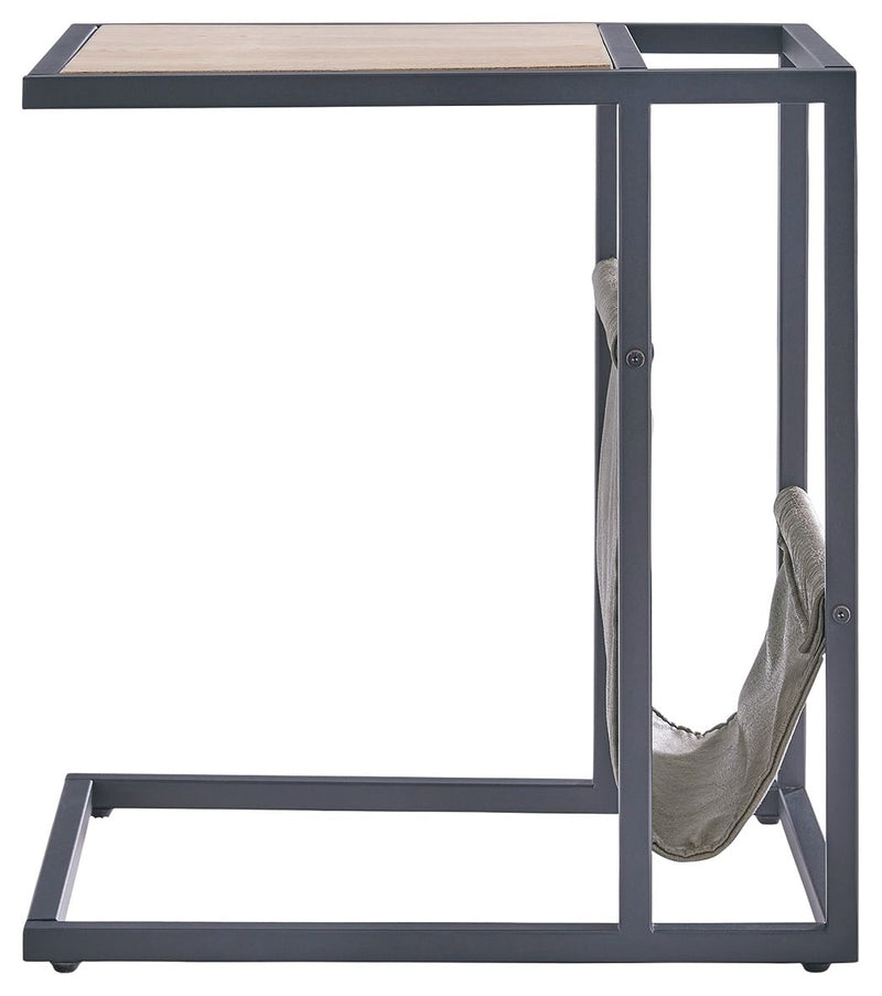 Freslowe - Light Brown / Black - Chair Side End Table With Magazine Basket.